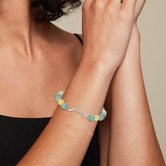 Wave Beaded Bracelets for Women Gift for Daughter Adjustable Green Jewelry - Picture 2 of 7